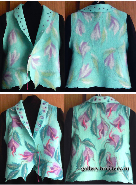 жилет, войлок, шерсть 100%, пряжа шерсть 100%