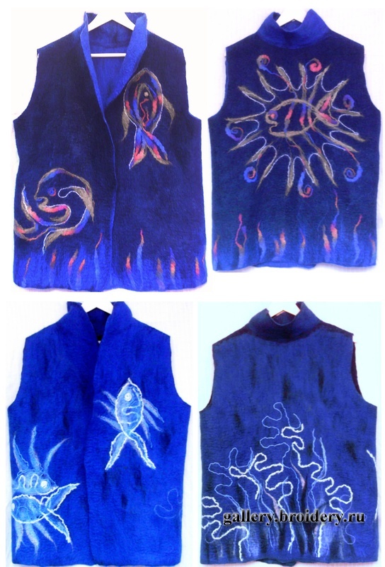 жилет, нанофелт на ситце х/б 100%, шерсть100%, двухсторонний