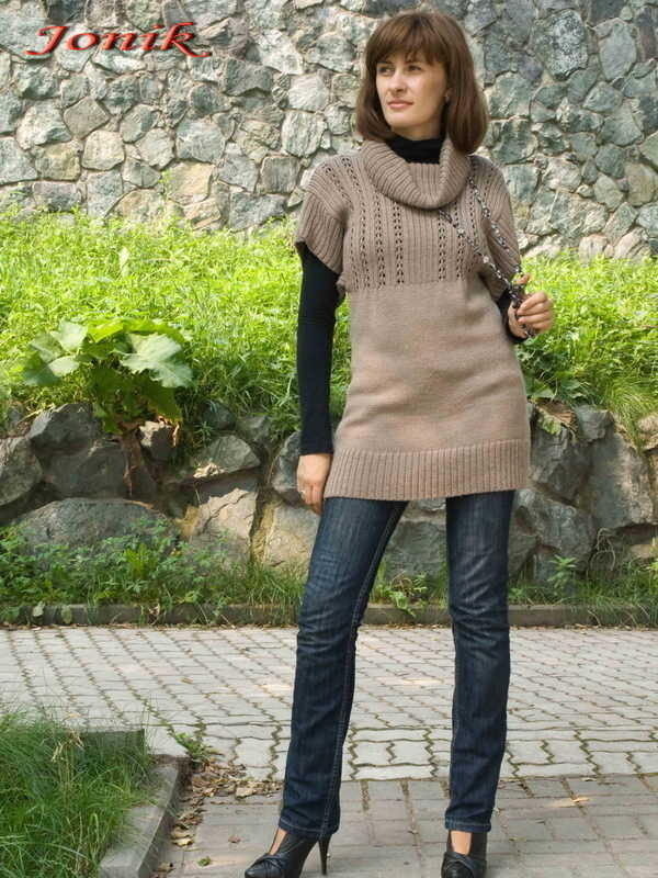 Машинное вязание. Свитер с коротким рукавом. 