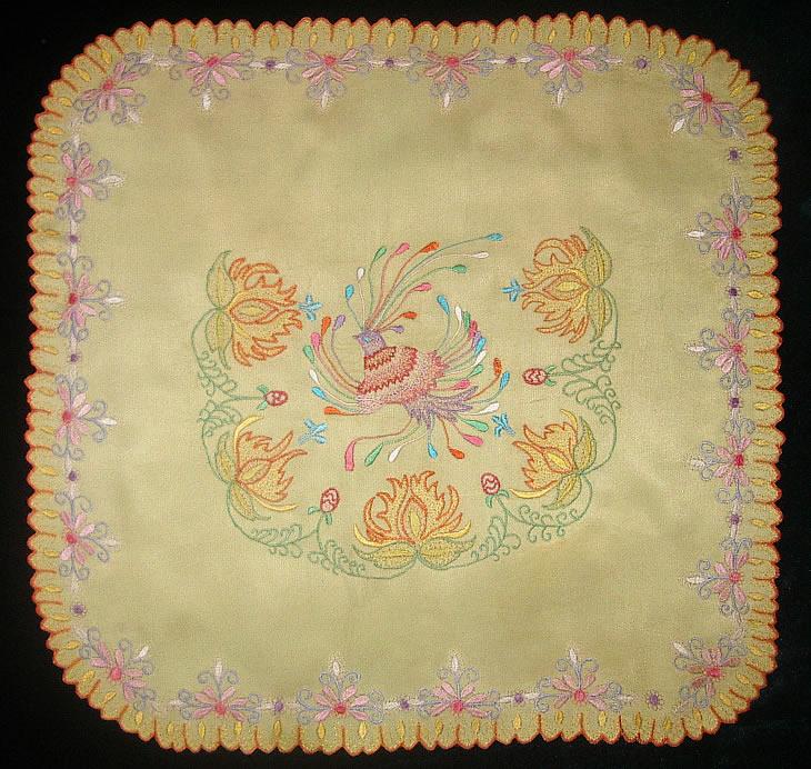 Салфетка "Жар-птица" (искусственный шелк желтого цвета)