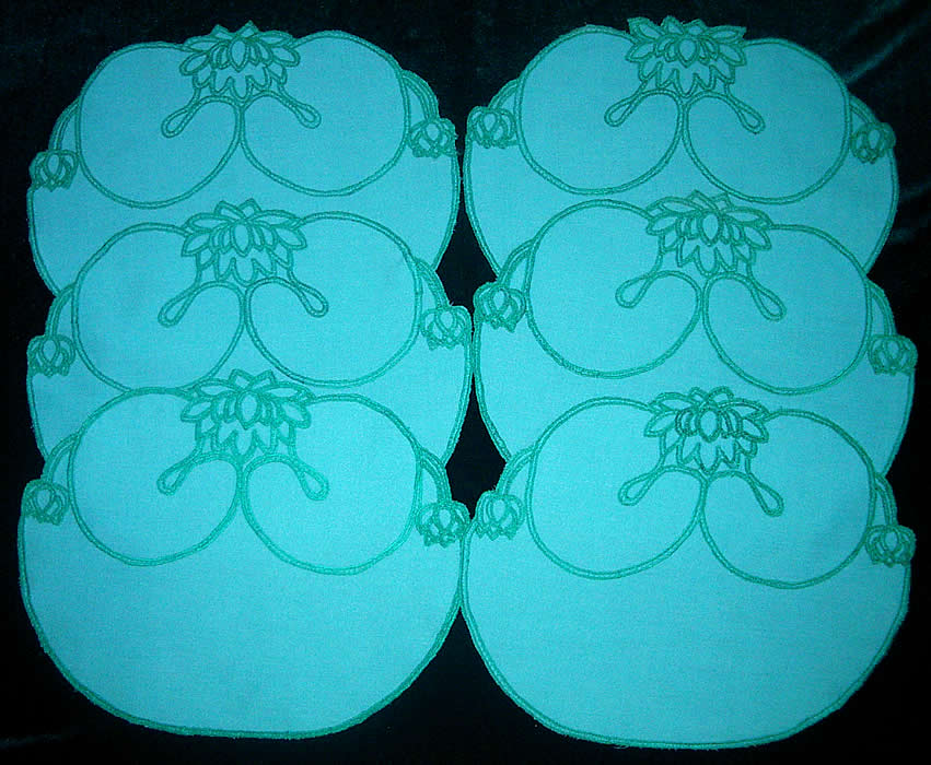 Набор салфеток темно-голубого цвета для столовых приборов на 6 персон