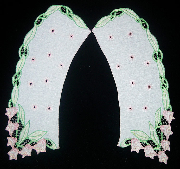 Воротник прямой из 2-х половинок "Розовые колокольчики"