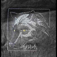 Дизайн волка. Машинная вышивка по коже