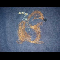 "Ежик в тумане". Машинная вышивка