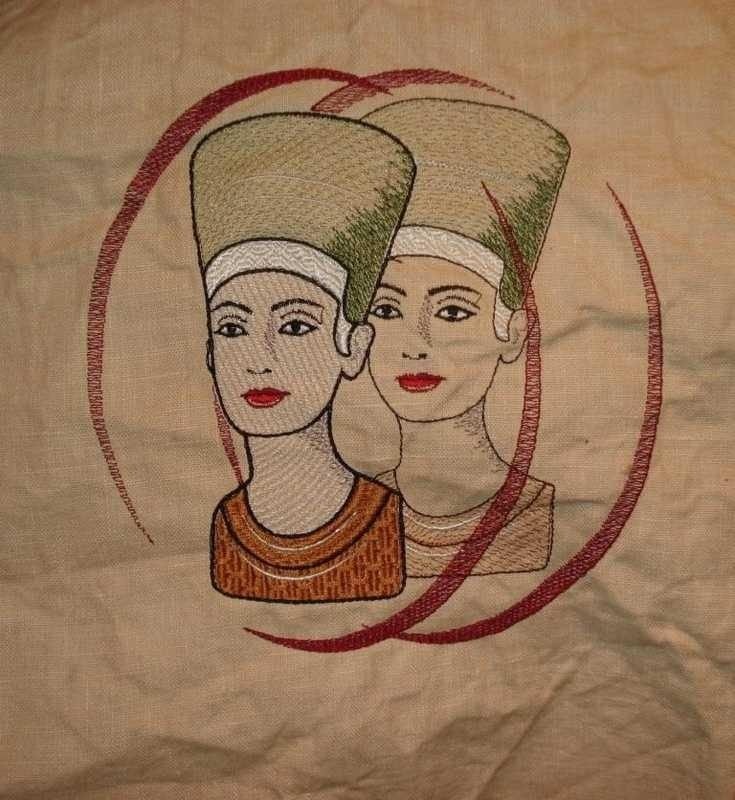 Машинная вышивка. Нефертити