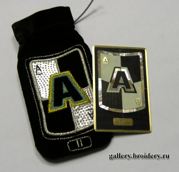 Кисет для карты. Машинная вышивка. 