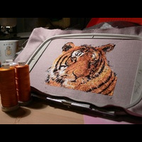 Амурский тигр. Машинная вышивка. 