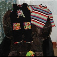 Зимний комбинезон и водолазка из старого шарфа. Машинная вышивка и шитье