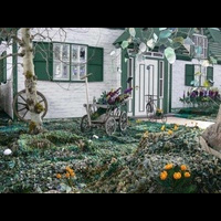 Маленький домик в деревне из квилта. 