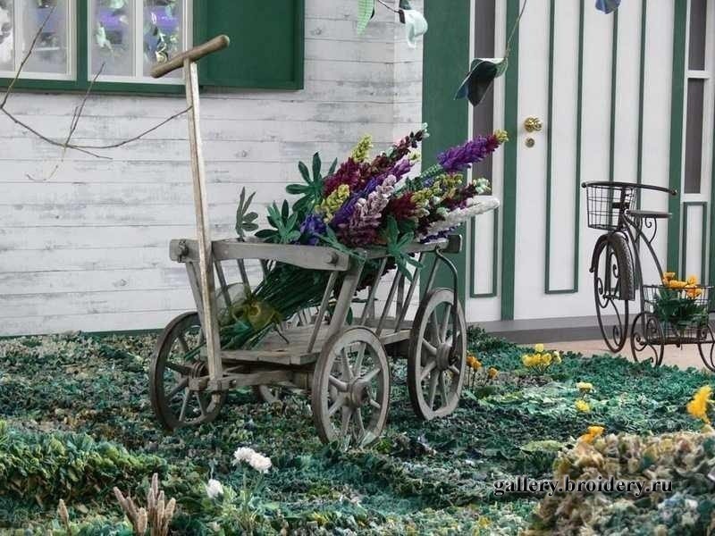 Цветы из кусочков материала. Фестиваль квилта в Токио