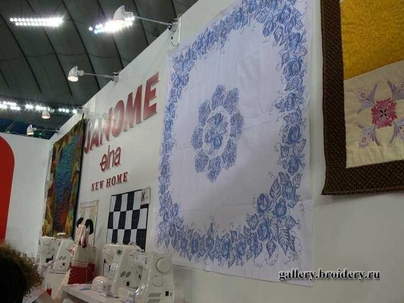 Машинная вышивка. Гжель. Автор работ Ольга Порфиненко. 