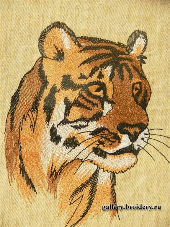 Машинная вышивка Тигр. 