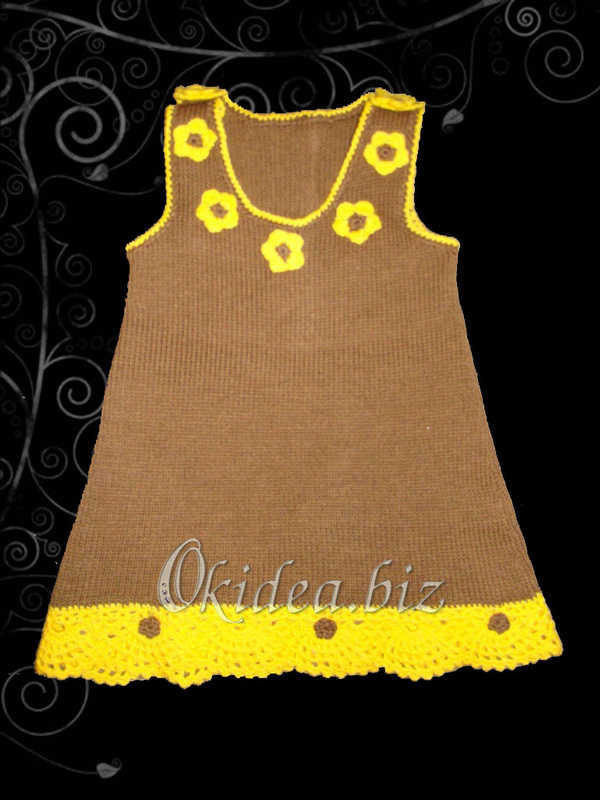 Сарафан (машинное вязание, отделка - крючок) размер - 1-1,5 года 