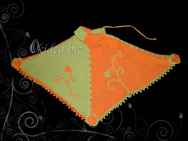 Пончо (машинное вязание, отделка - крючок, воротник со шнуровкой, можно сделать высоким - закрывающим горло) 