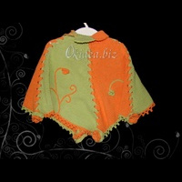 Пончо (машинное вязание, отделка - крючок, воротник со шнуровкой, можно сделать высоким - закрывающим горло) 