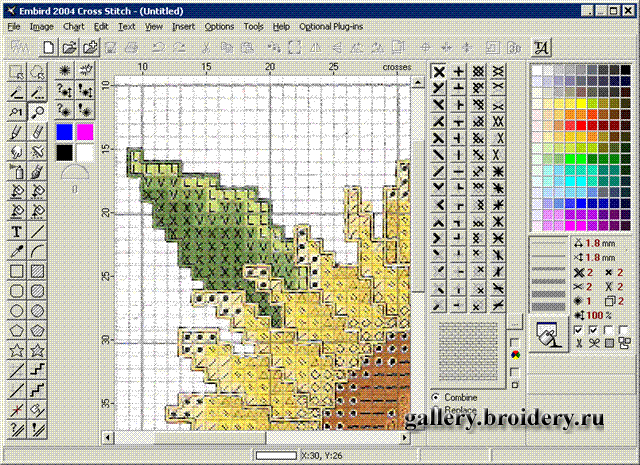 Embird. Создание дизайна крестом 7