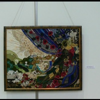 Вышитая картина.  "Королевские птицы"