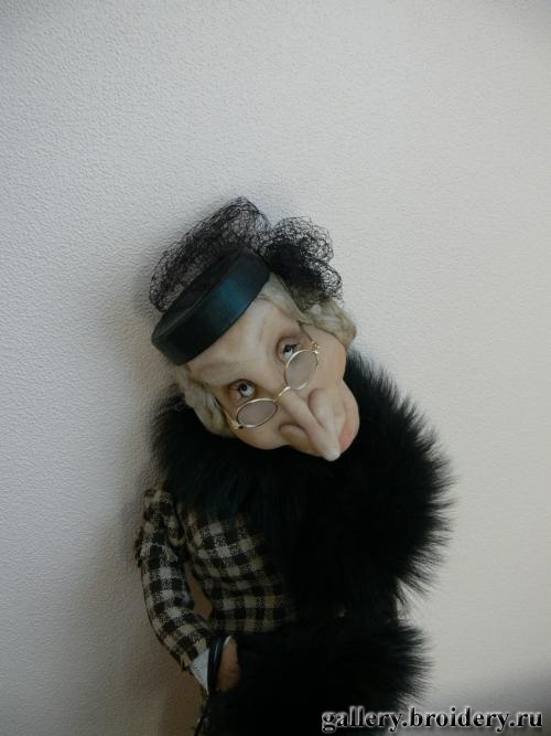 Почти Шапокляк. Текстильная кукла. 