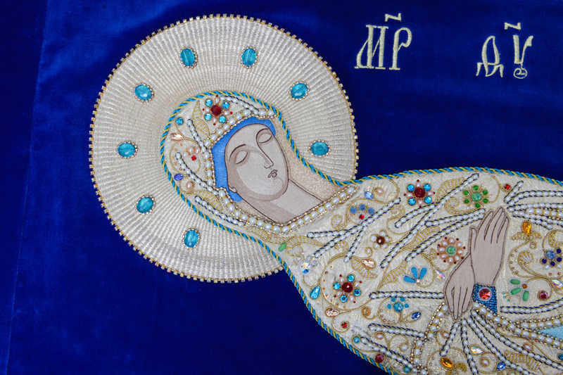 Фрагмент Плащаницы с надписанием (надписание сделано на машине)