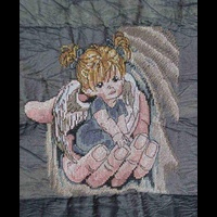 Ангел на ладошке. Машинная вышивка крестом