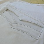 Обработка прорезного кармана с фигурными рамками