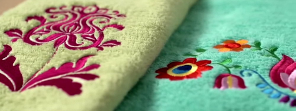 Машинная вышивка на махровом полотенце
