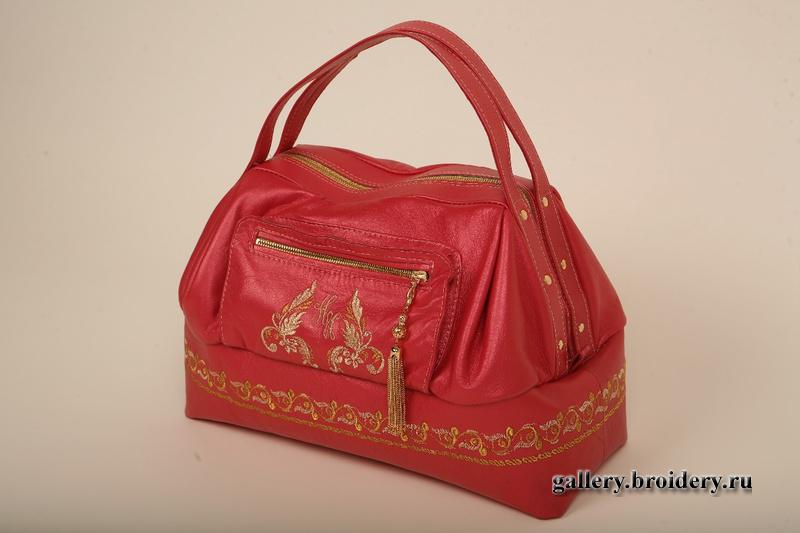 Сумка с машинной вышивкой. 