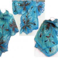 палантин, нанофелт, шифон 100% шелк, шерсть 100%, пряжа - шерсть50%+акрил50%, пряжа вискоза 100%