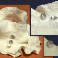 шарфик с перламутром (камни в фелте), крепдешин шелк100%, шерсть100%, сетка