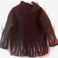 жакетик, войлок с элементами нанофелта, шерсть 100%, пряжа шерсть+акрил, кусочки шелка искуств. и 100%шелк