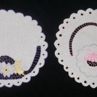 2 салфетки круглые из белого батиста