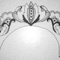 Воротник полукруглый ( на белом батисте черными нитками)