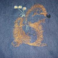 "Ежик в тумане". Машинная вышивка