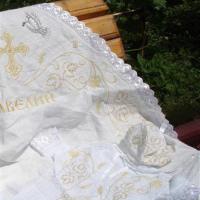 Крестильный комплект. Машинная вышивка