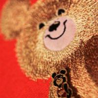 Машинная вышивка. Олимпийский мишка. Деталь вышивки.