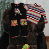 Зимний комбинезон и водолазка из старого шарфа. Машинная вышивка и шитье