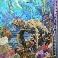 Черепаха выполненная в технике квилт. Лоскутное шитье. 