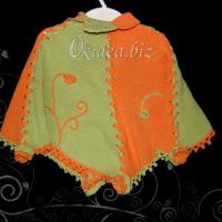 Пончо (машинное вязание, отделка - крючок, воротник со шнуровкой, можно сделать высоким - закрывающим горло) 