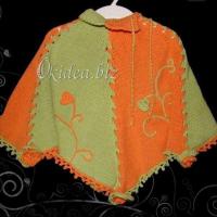 Пончо (машинное вязание, отделка - крючок, воротник со шнуровкой, можно сделать высоким - закрывающим горло) 