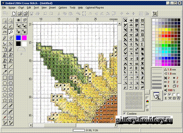 Embird. Создание дизайна крестом 7