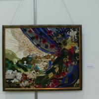 Вышитая картина.  "Королевские птицы"