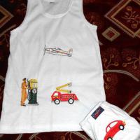 Комплект с машинками. Машинная вышивка