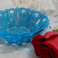 Машинная вышивка. Синяя вазочка