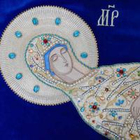 Фрагмент Плащаницы с надписанием (надписание сделано на машине)