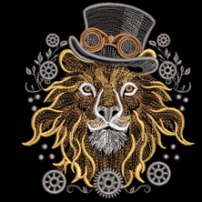 Изображение "Стальной царь джунглей" дизайн машинной вышивки 