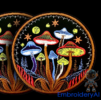 Изображение "Наногрибы-шеврон" ДИЗАЙН машинной вышивки 