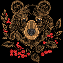 Изображение "Медведь хохлома" ДИЗАЙН машинной вышивки 