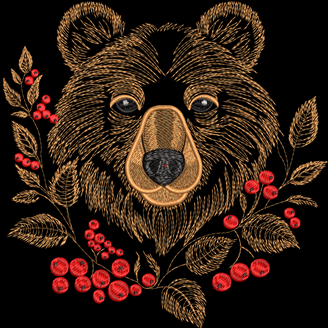 Изображение "Медведь хохлома" ДИЗАЙН машинной вышивки 