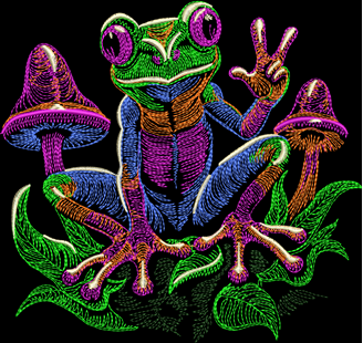 Изображение "Крутая лягуха" ДИЗАЙН машинной вышивки 