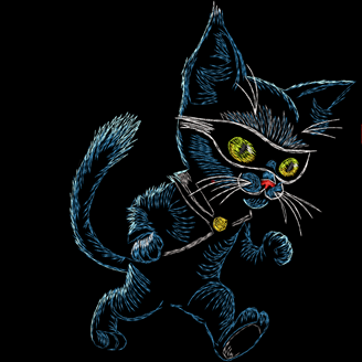 Изображение "Котофей Бандерас" дизайн машинной вышивки 